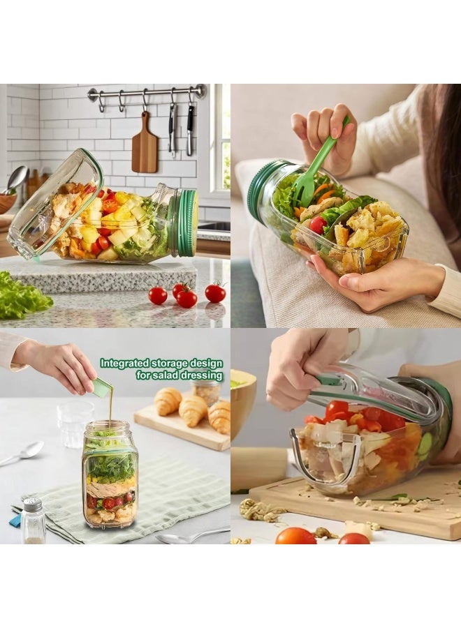 ARABIQO Side-Opening Salad Mason Jar – Leak-Proof Dressing Container with Integrated Lid & Bowl, Reusable Portable Lunch Box for Office, Picnic & Travel - Image 5